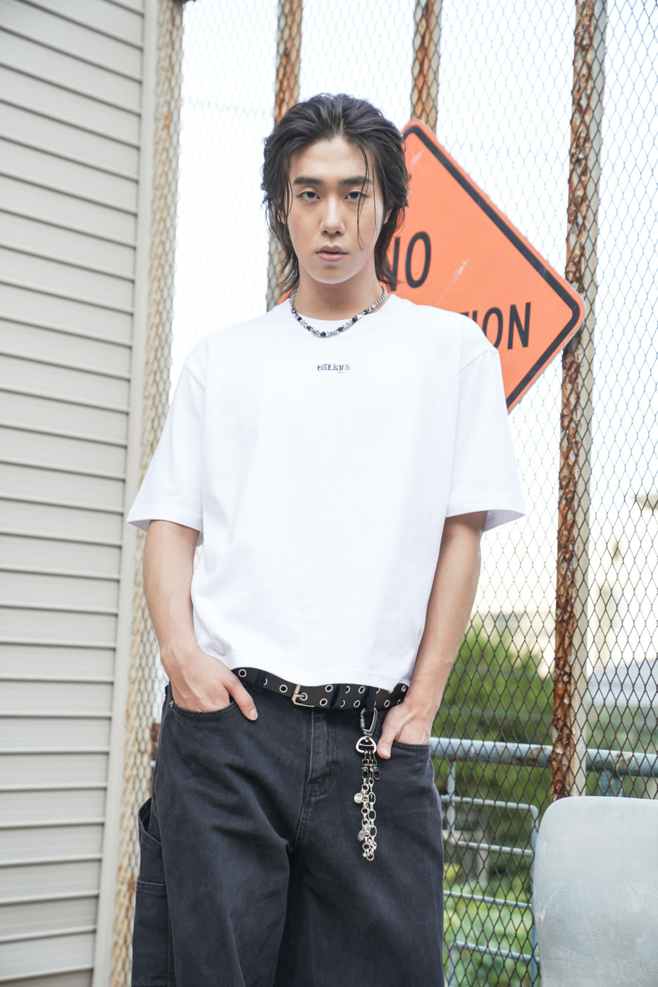 SS2026 look — men white tee