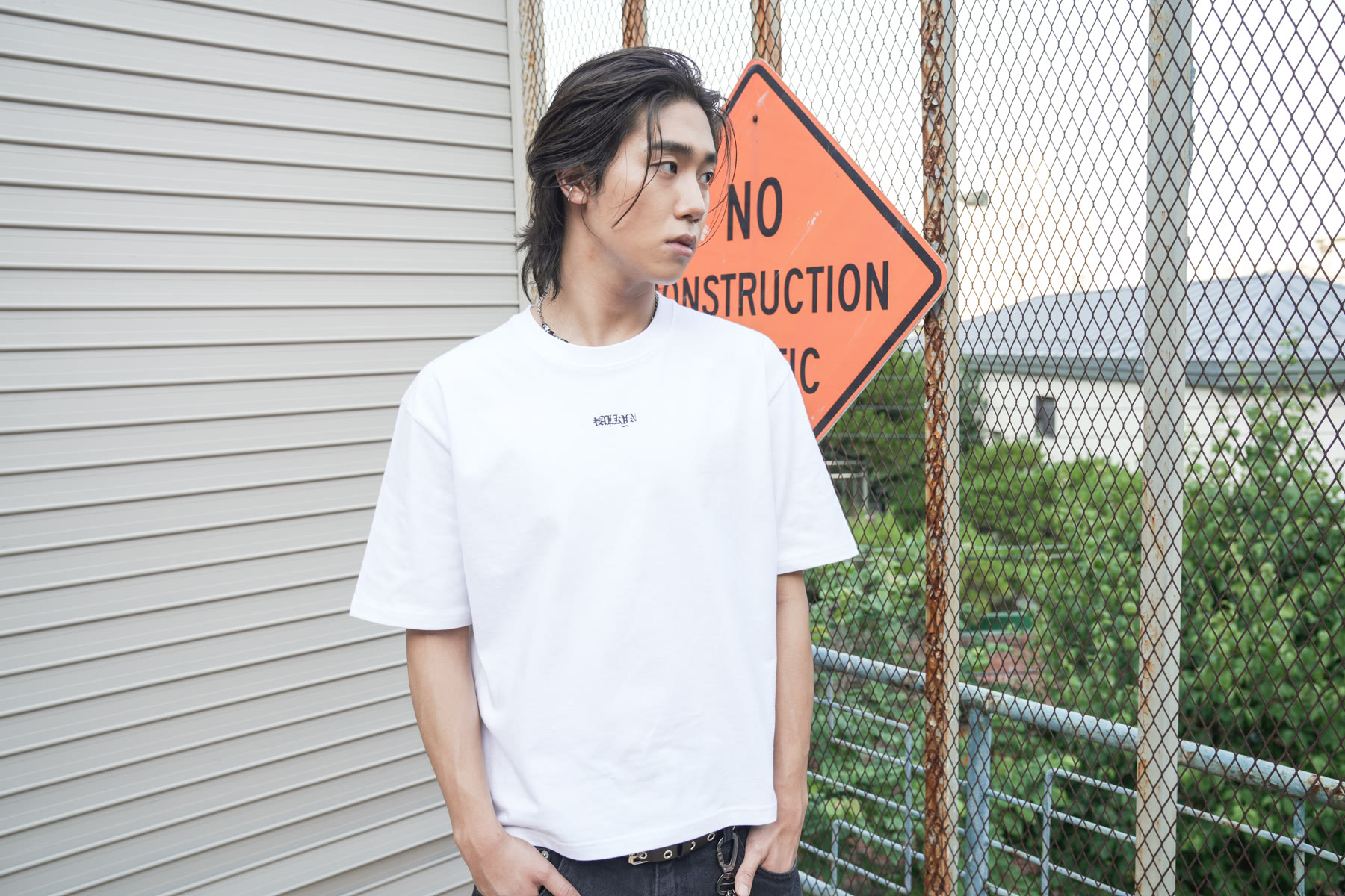 SS2026 look — white logo tee